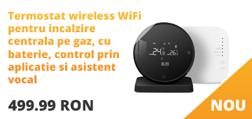 Termostat wireless WiFi pentru incalzire centrala pe gaz, cu baterie, control prin aplicatie si asistent vocal