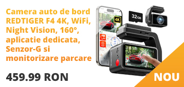 Camera auto de bord REDTIGER F4 4K, WiFi, Night Vision, 160°, aplicatie dedicata, Senzor-G si monitorizare parcare