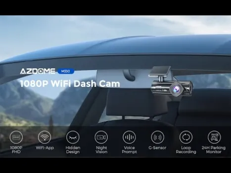 Preview image for the video "AZDOME M330 Dashcams for Cars with WiFi,  1080P Full HD resolution".