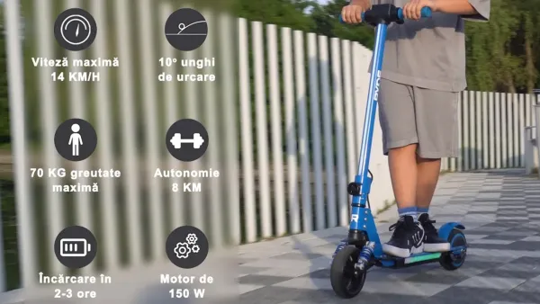 Preview image for the video "Trotineta Electrica pentru copii RYDE 150 Twinkle, viteza maxima 14km/h, autonomie 8km".