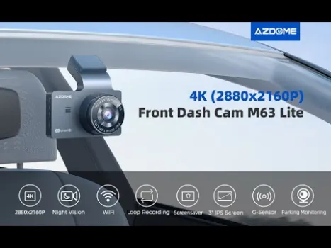 Preview image for the video "AZDOME M63 Lite 4K (2880x2160P) Front Dash Cam with Built-in WiFi".