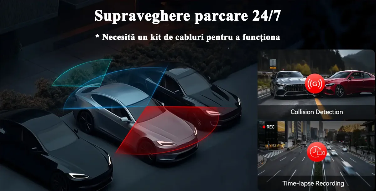 Camera de bord cu 3 canale REDTIGER F17 Elite 4K+1080P+1080P, WiFi 6, Night Vision, ecran tactil 3”, GPS, aplicatie dedicata, G-Sensor si Mod Parcare