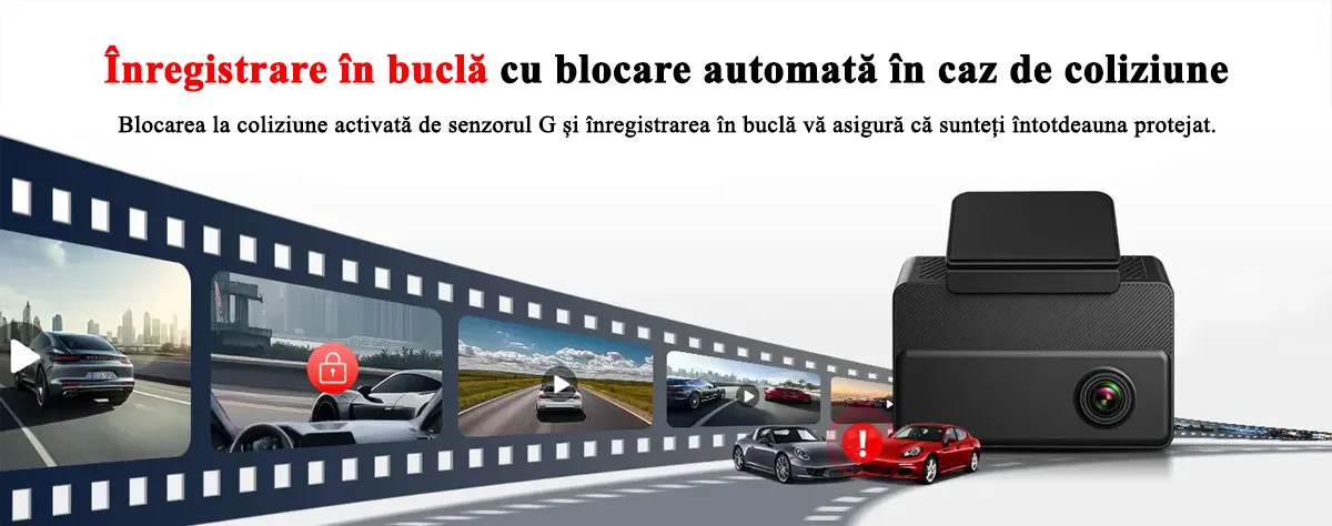 Camera auto de bord cu 3 canale RedTiger VP20 2.5K+2.5K+1080P, WiFi, Night Vision, ecran tactil, 530°, GPS, aplicatie dedicata, G-Sensor si Mod Parcare, card 128GB