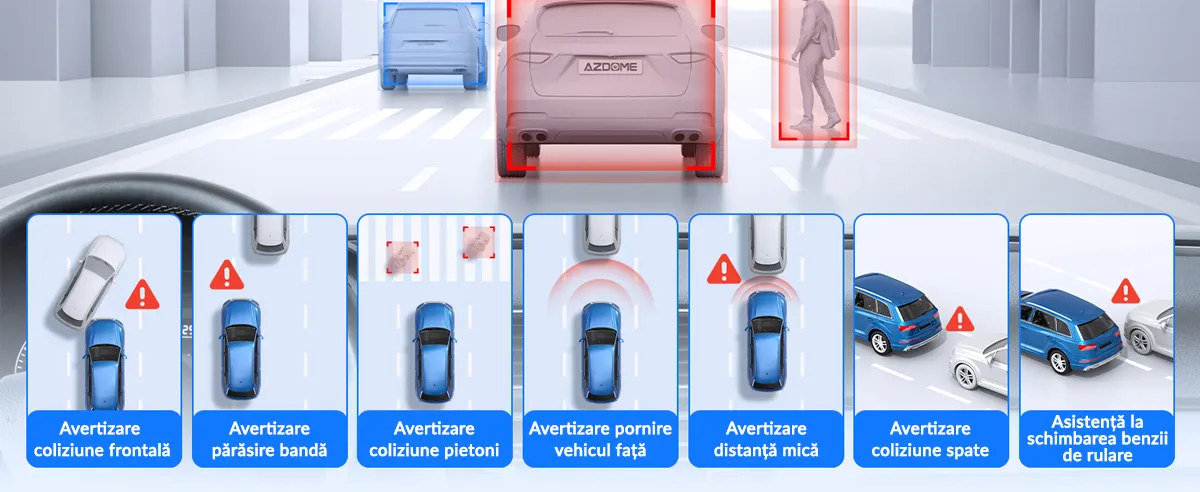 Camera auto tip oglinda fata-spate AZDOME PG17 MAX, 4K+2.5K, WiFi, GPS, Night Vision, 150°, ecran tactil 12", control vocal, monitorizare parcare