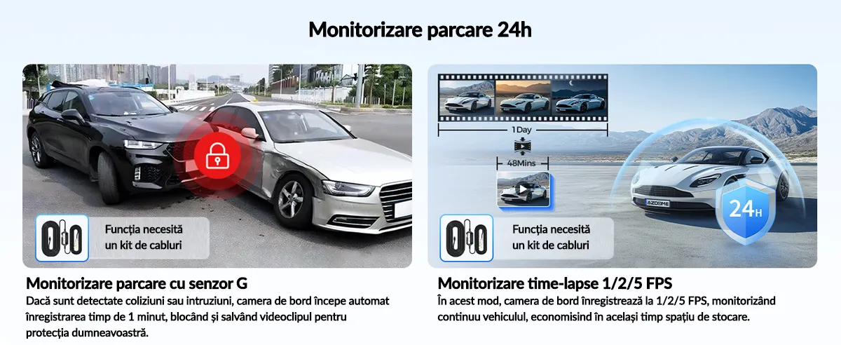 Camera auto tip oglinda fata-spate AZDOME PG17 MAX, 4K+2.5K, WiFi, GPS, Night Vision, 150°, ecran tactil 12", control vocal, monitorizare parcare
