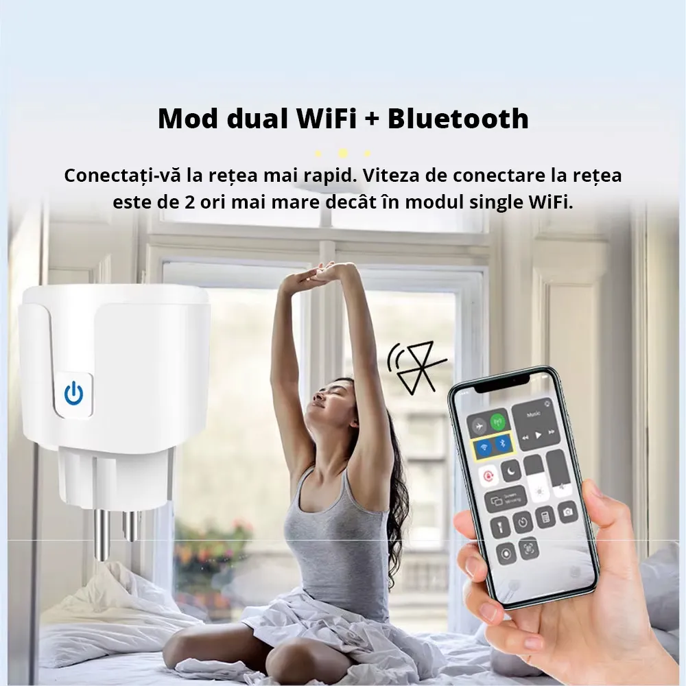 Priza inteligenta Smart WiFi cu Monitorizare Consum, 16A, control prin aplicatie, compatibila cu Tuya / SmartLife