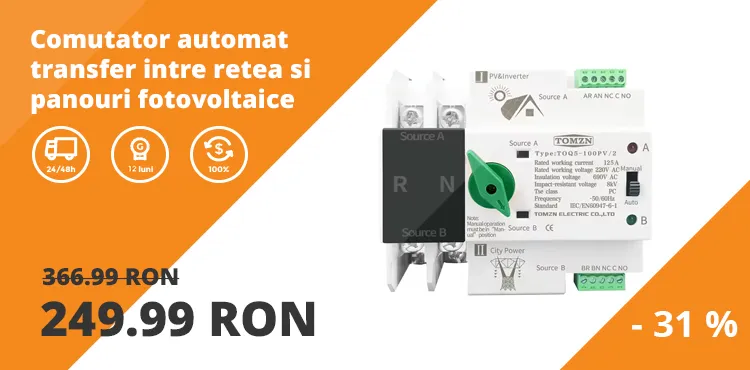 Comutator automat transfer intre retea si panouri fotovoltaice 2P, 230V - 125A