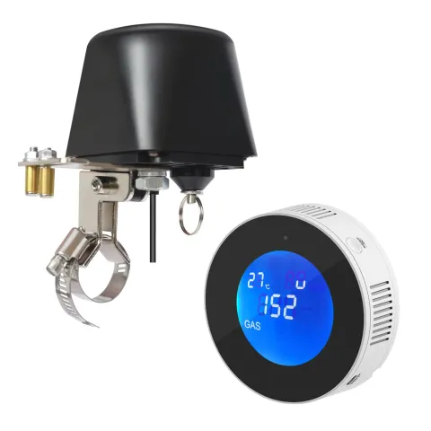 Pachet detector de gaz si electrovalva cu actionare automata WiFi, compatibil Tuya/Smartlife
