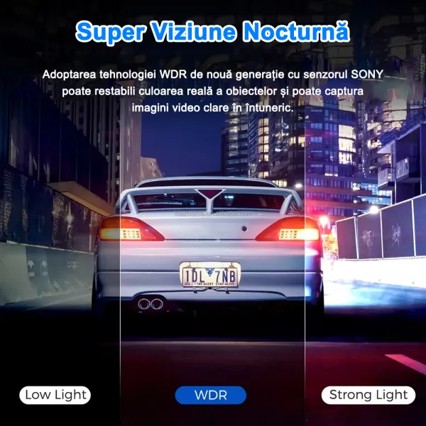 Camera auto de bord AZDOME AR09 4K+FHD, WiFi, Night Vision, 150°, ecran 9.66&quot;, aplicatie dedicata, G-sensor si monitorizare parcare