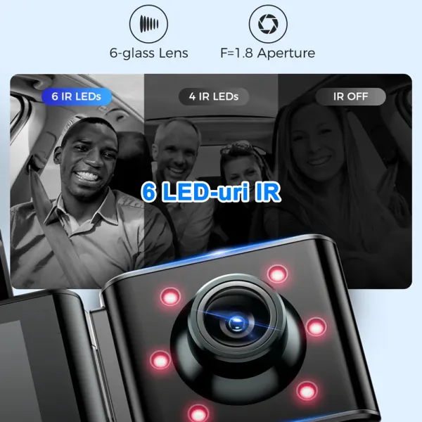 Camera auto de bord AZDOME M550 Pro cu 3 canale 4K, WiFi 5G, WDR Night Vision, 150°, ecran IPS 3.19&quot;, GPS, aplicatie dedicata, G-sensor si monitorizare parcare