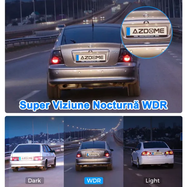 Camera auto de bord AZDOME M580 cu 2 canale 5K, WiFi 5G, WDR Night Vision, 150°, ecran IPS 4&quot;, GPS, aplicatie dedicata, G-sensor si monitorizare parcare