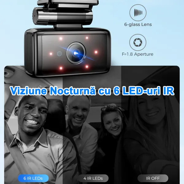 Camera auto de bord AZDOME M580 cu 3 canale 5K, WiFi 5G, WDR Night Vision, 150°, ecran IPS 4&quot;, GPS, aplicatie dedicata, G-sensor si monitorizare parcare