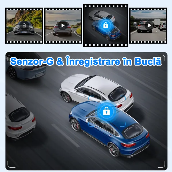 Camera auto de bord AZDOME M63 Lite 4K 2160P, WiFi, WDR Night Vision, 170°, ecran IPS 3&quot;, aplicatie dedicata, G-sensor si monitorizare parcare