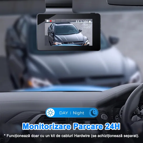 Camera auto de bord AZDOME M63 Lite 4K 2160P, WiFi, WDR Night Vision, 170°, ecran IPS 3&quot;, aplicatie dedicata, G-sensor si monitorizare parcare