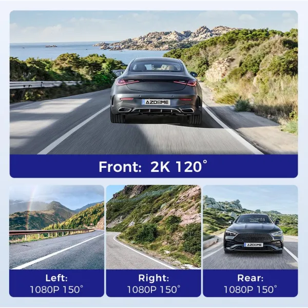 Camera auto de bord AZDOME M660 cu 4 canale 2K+3x1080P, WiFi 5G, WDR, Night Vision, ecran IPS, GPS, aplicatie dedicata, control vocal, G-sensor