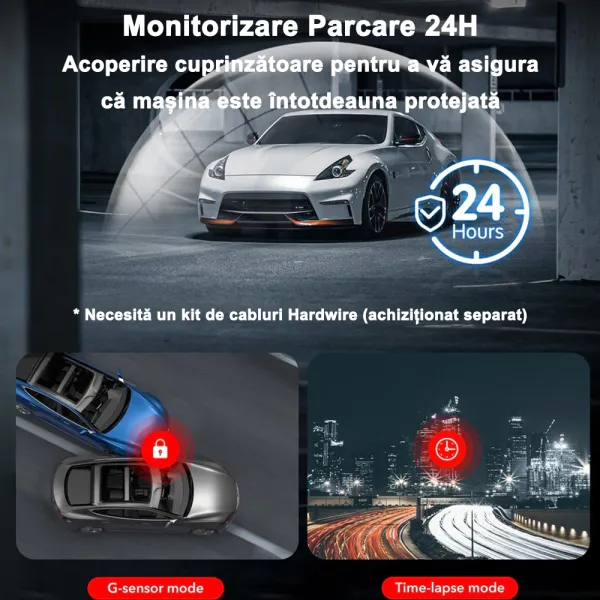 Camera auto de bord fata-spate REDTIGER F7N Touch 4K+FHD, WiFi, Night Vision, 170°, ecran tactil IPS 3.18&quot;, GPS, aplicatie dedicata, G-sensor, card 128GB inclus