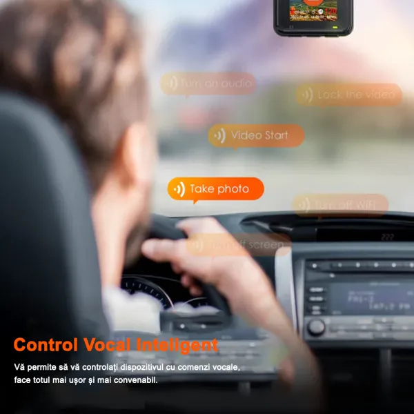 Camera auto de bord Vantrue E1, WiFi 2.7K 1440P HDR/60fps, telecomanda control vocal, Night Vision 160°, ecran 1.54&quot;, GPS, G-sensor si monitorizare parcare