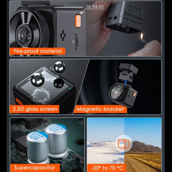 Camera auto de bord Vantrue E1, WiFi 2.7K 1440P HDR/60fps, telecomanda control vocal, Night Vision 160°, ecran 1.54&quot;, GPS, G-sensor si monitorizare parcare