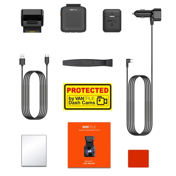 Camera auto de bord Vantrue E1, WiFi 2.7K 1440P HDR/60fps, telecomanda control vocal, Night Vision 160°, ecran 1.54&quot;, GPS, G-sensor si monitorizare parcare