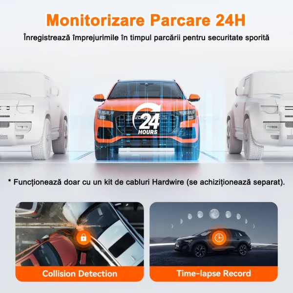 Camera auto tip oglinda fata-spate Wolfbox G850 PRO 4K, WiFi Night Vision, 170°, ecran tactil 12”, GPS, G-Senzor, monitorizare parcare, Card 64GB inclus