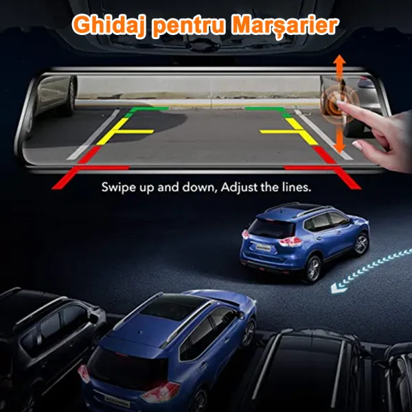 Camera auto tip oglinda fata-spate Wolfbox G930 4K, WiFi Night Vision, 170°, ecran tactil 10”, GPS, G-Senzor, monitorizare parcare