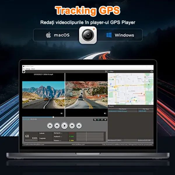 Camera auto tip oglinda fata-spate Wolfbox G930 4K, WiFi Night Vision, 170°, ecran tactil 10”, GPS, G-Senzor, monitorizare parcare