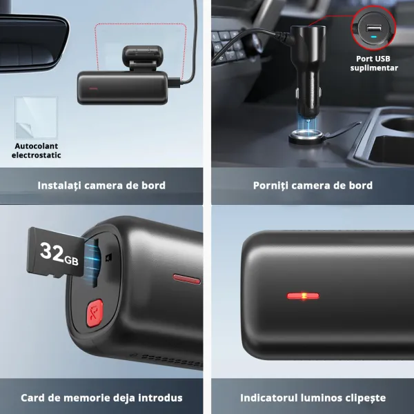 Camera auto de bord REDTIGER F9 Lite 4K, ADAS, WiFi, Night Vision, GPS, aplicatie dedicata, G-senzor si monitorizare parcare