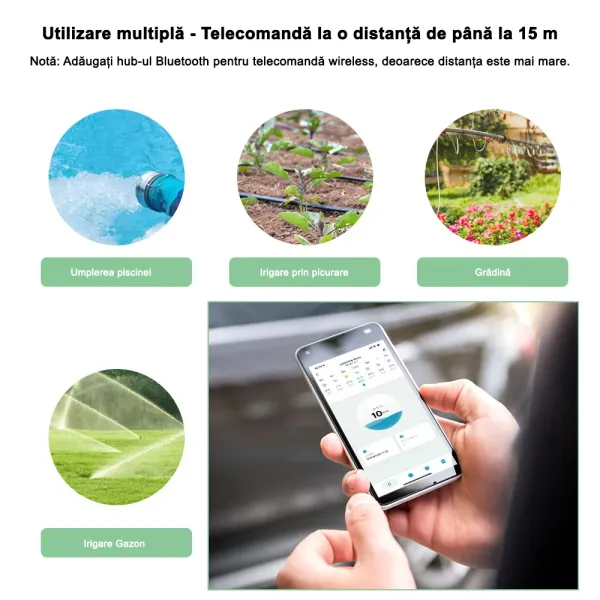 Programator Smart WiFi pentru irigatii, compatibil cu aplicatia mobila Tuya