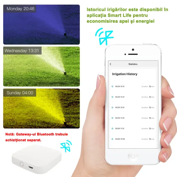 Programator Smart WiFi pentru irigatii, compatibil cu aplicatia mobila Tuya