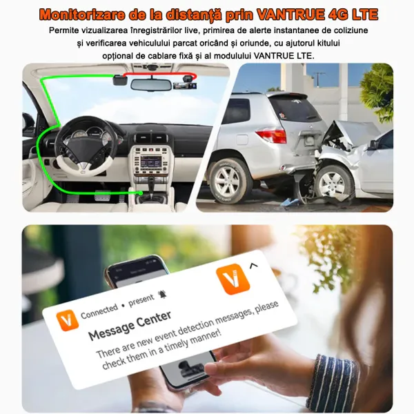 Camera auto Vantrue N4 Pro S cu 3 canale, 4K+1080P+1440P, HDR+Night Vision, protective IP67, GPS, G-sensor si monitorizare parcare