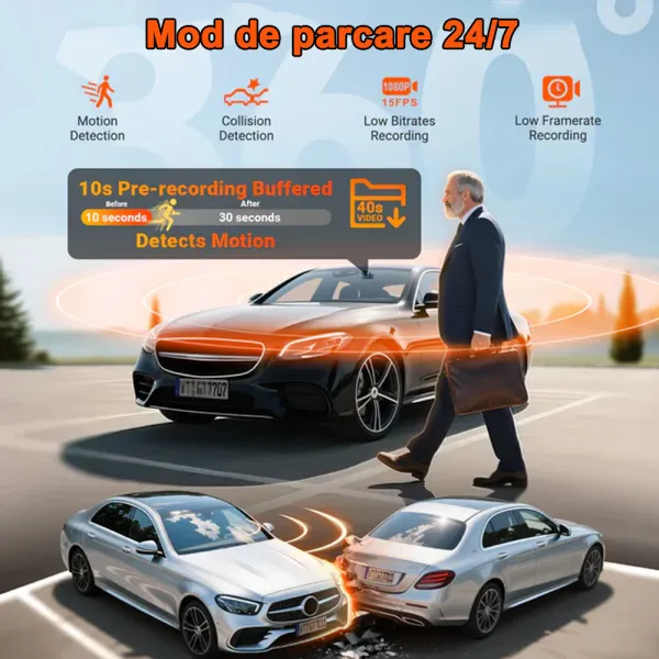 Camera auto Vantrue N5S cu 4 canale, 360°, HDR+WDR, control vocal, Night Vision, GPS, G-sensor si monitorizare parcare