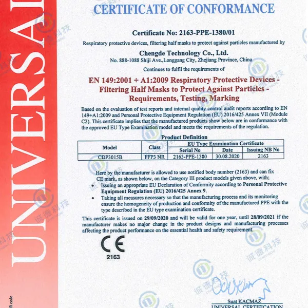 Masca de protectie respiratorie cu valva FFP3 / KN99