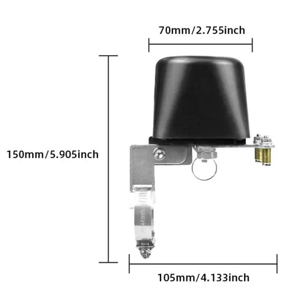 Electrovalva cu colier ajustabil (1/4 - 1) pentru tevi de gaz/apa cu actionare automata WiFi, compatibil Tuya/Smartlife