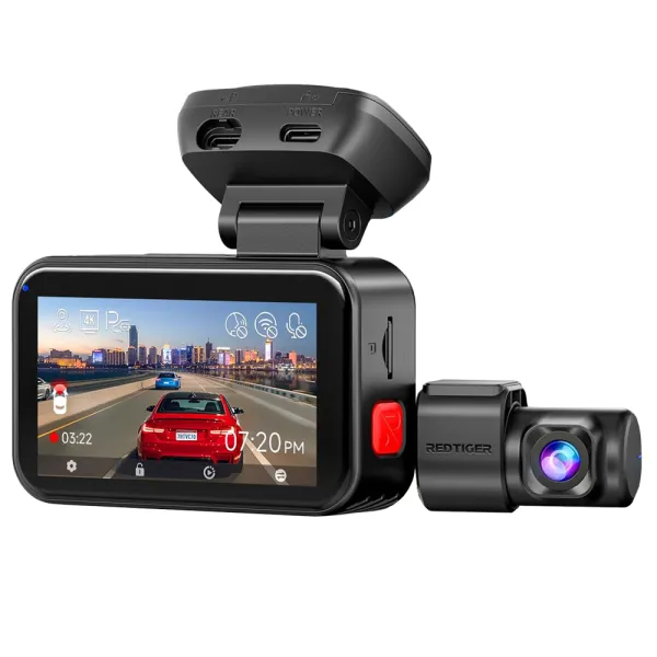 Camera auto de bord cu 2 canale REDTIGER ViewClear 70 4K+2.5K, WiFi, Night Vision, ecran tactil 3”, GPS, aplicatie dedicata, G-sensor si Mod Parcare, card 128GB