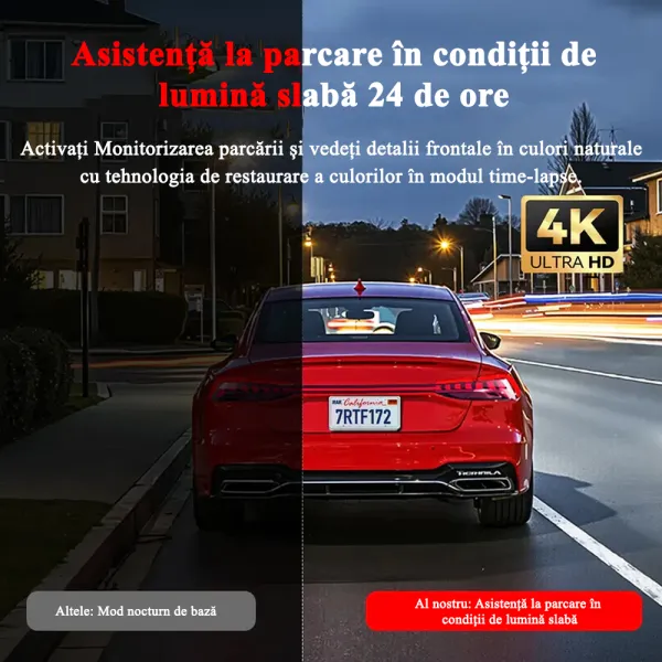 Camera auto de bord cu 2 canale REDTIGER ViewClear 70 4K+2.5K, WiFi, Night Vision, ecran tactil 3”, GPS, aplicatie dedicata, G-sensor si Mod Parcare, card 128GB