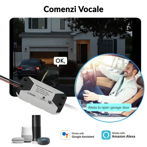 Kit control usa de garaj SMART WiFi Tuya, Smart Life compatibil Alexa si Google Assistant