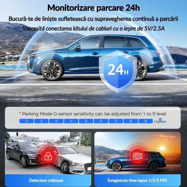 Camera auto tip oglinda fata-spate AZDOME PG17 MAX, 4K+2.5K, WiFi, GPS, Night Vision, 150o, ecran tactil 12", control vocal, monitorizare parcare