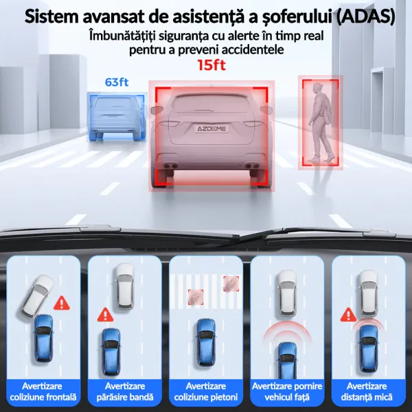 Camera auto tip oglinda fata-spate AZDOME PG17 MAX, 4K+2.5K, WiFi, GPS, Night Vision, 150o, ecran tactil 12", control vocal, monitorizare parcare