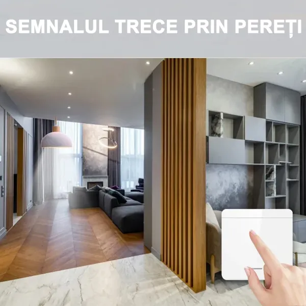 Intrerupator de perete fara fir RF 433MHz – 3 Canale, compatibil Tuya/Smart Life/Alexa/Google Home