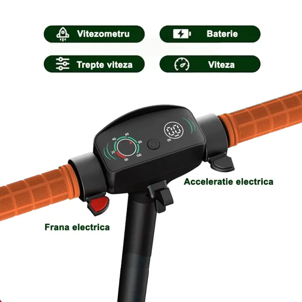 Edit Trotineta Electrica Copii RYDE U8, 3 Viteze (8/12/16 km/h), Suspensie Dubla Fata/Spate, Motor 130W, Autonomie 10 km, Pliabila, 6–12 ani