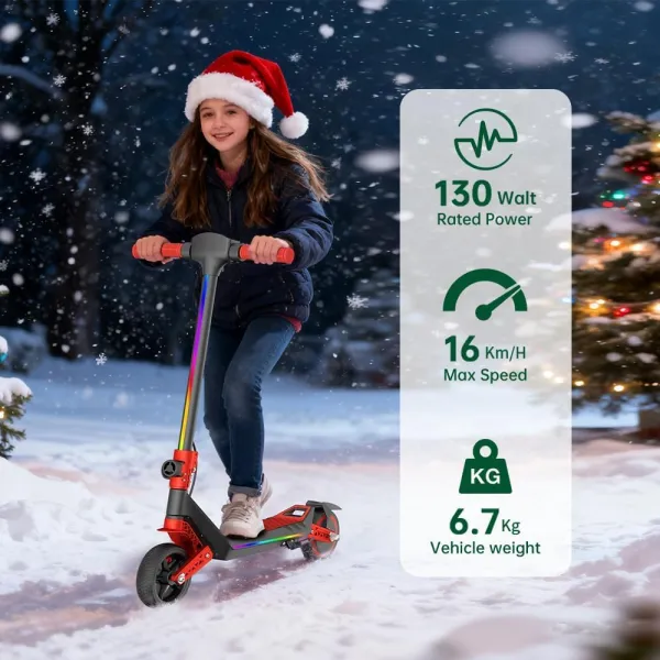 Edit Trotineta Electrica Copii RYDE U8, 3 Viteze (8/12/16 km/h), Suspensie Dubla Fata/Spate, Motor 130W, Autonomie 10 km, Pliabila, 6–12 ani