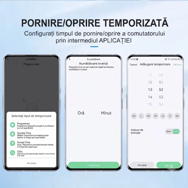 Siguranta inteligenta trifazata cu temporizator si blocare mentenanta, amperaj ajustabil 1 - 63A, WiFi, Sina DIN, compatibila Tuya / Smart Life