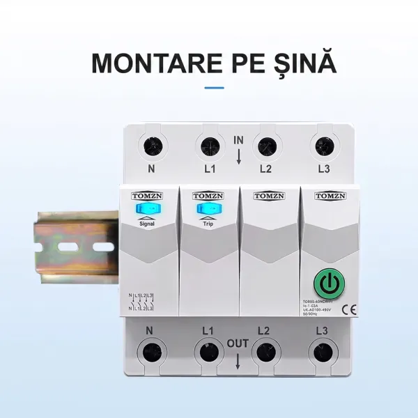 Siguranta inteligenta trifazata cu temporizator si blocare mentenanta, amperaj ajustabil 1 - 63A, WiFi, Sina DIN, compatibila Tuya / Smart Life