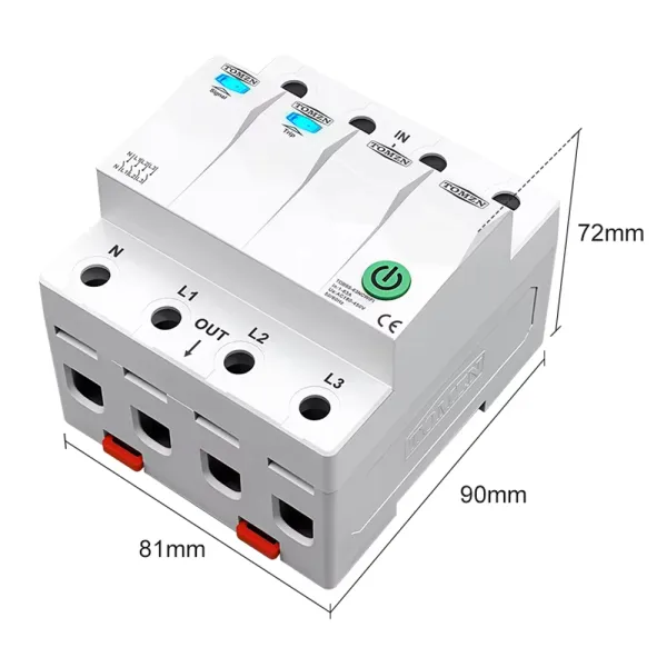 Siguranta inteligenta trifazata cu temporizator si blocare mentenanta, amperaj ajustabil 1 - 63A, WiFi, Sina DIN, compatibila Tuya / Smart Life