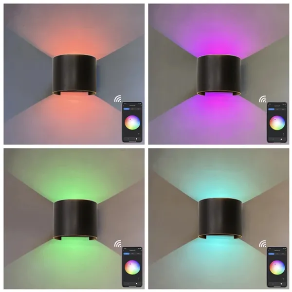 Aplica de perete inteligenta dimabila LED 12W, Smart WiFi, RGB, 3000K-6500K, IP65, 960lm, compatibila Tuya/SmartLife