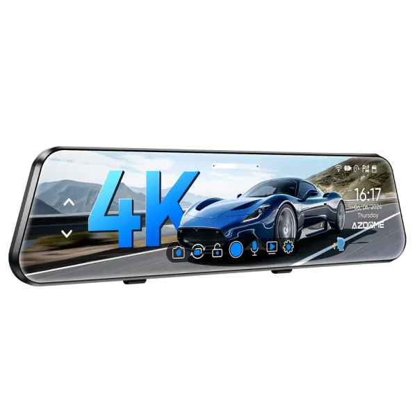 Camera auto de bord AZDOME PG17 4K+FHD, WiFi 6, Night Vision, 170°, ecran 12&quot;, aplicatie dedicata, G-sensor si monitorizare parcare