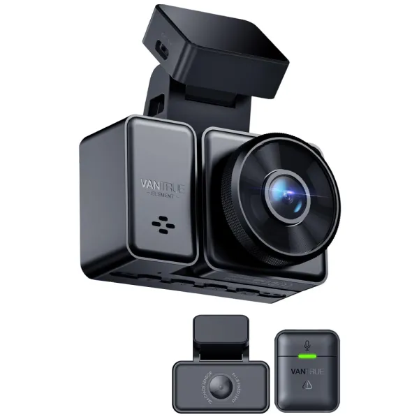 Camera auto duala Vantrue E2 fata-spate, WiFi 1944P/1440P WDR, telecomanda control vocal, Night Vision 320°, ecran 2.45&quot;, GPS, G-sensor si monitorizare parcare