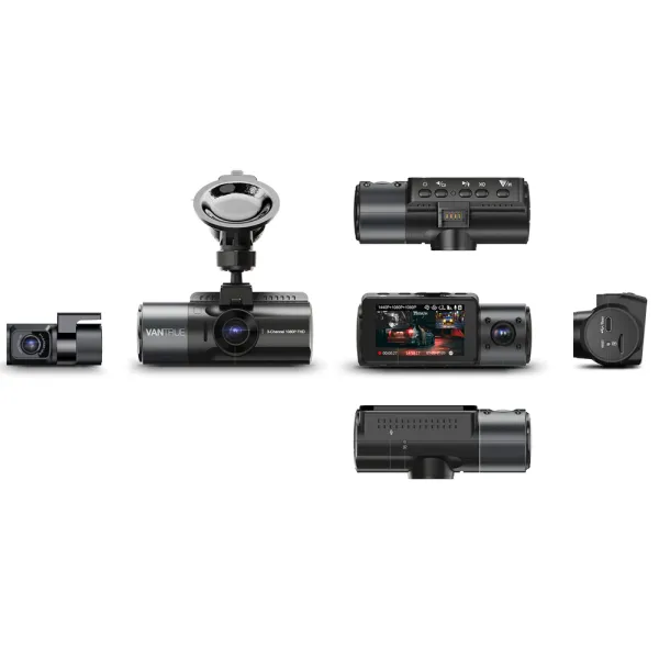 Camera auto tripla Vantrue N4 fata-spate-interior, 2.5K + 2.5K + 1080P HDR/30fps, Night Vision, ecran 2.45&quot;, GPS, G-sensor si monitorizare parcare