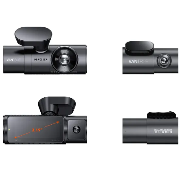 Camera auto tripla Vantrue N4 Pro fata-spate-interior, WiFi 5GHz 4K + 1080P + 1080P HDR, control vocal, Night Vision, ecran 2.45&quot;, GPS, G-sensor si monitorizare parcare