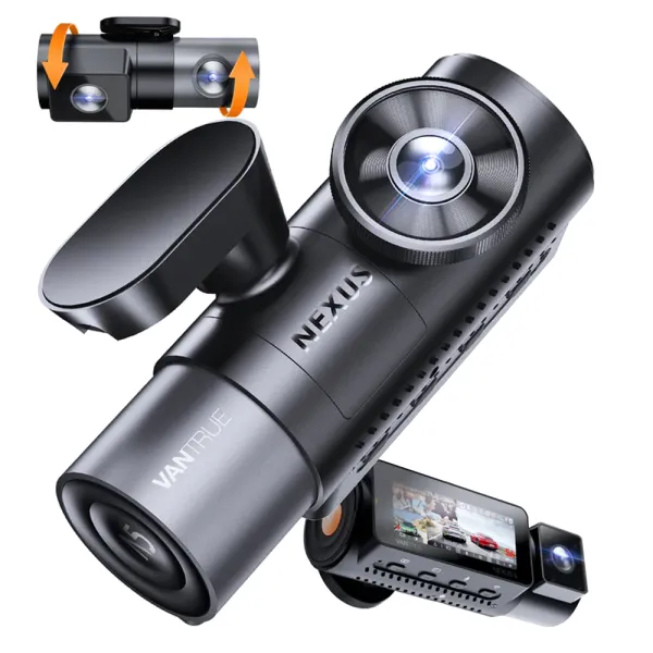 Camera auto cu 4 canale Vantrue N5 fata-spate-interior, WiFi 5GHz, 2.7K + 1080P + 1080P + 1080P, HDR + WDR, control vocal, Night Vision, ecran 3.19&quot;, GPS, G-sensor si monitorizare parcare